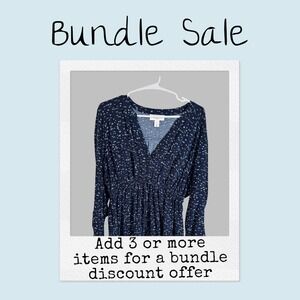 Motherhood Maternity Navy Blue Bird Print V Neck Gathered Waist Midi Dress  L‎